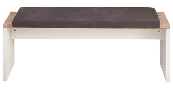 SITZBANK 130/49,5/39,4 cm Grau, Eichefarben Kunststoff - Eichefarben/Schwarz, KONVENTIONELL, Kunststoff/Textil (130/49,5/39,4cm) - Hom`in