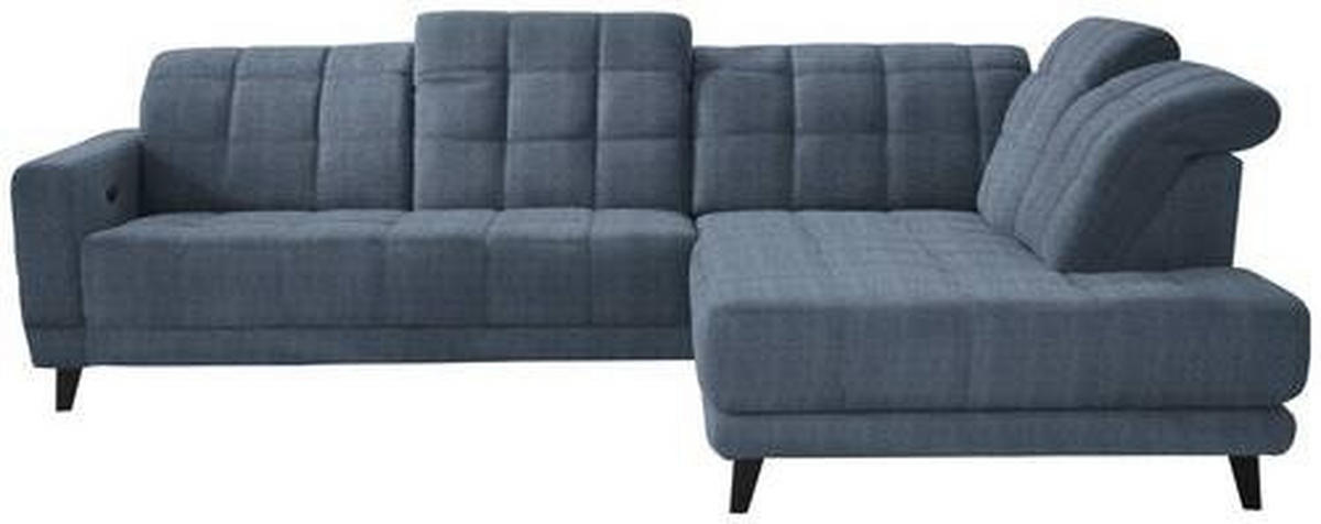 ECKSOFA in Webstoff Blau  - Blau/Schwarz, Design, Holz/Textil (302/216cm) - Xora