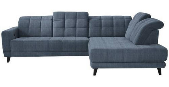 ECKSOFA in Webstoff Blau  - Blau/Schwarz, Design, Holz/Textil (302/216cm) - Xora