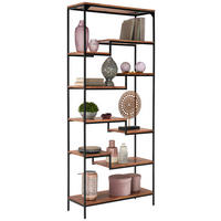 REGÁL, čierna, farba akácie, železo, akácia, 80/190/30 cm - čierna/farba akácie, Lifestyle, kov/drevo (80/190/30cm) - Landscape