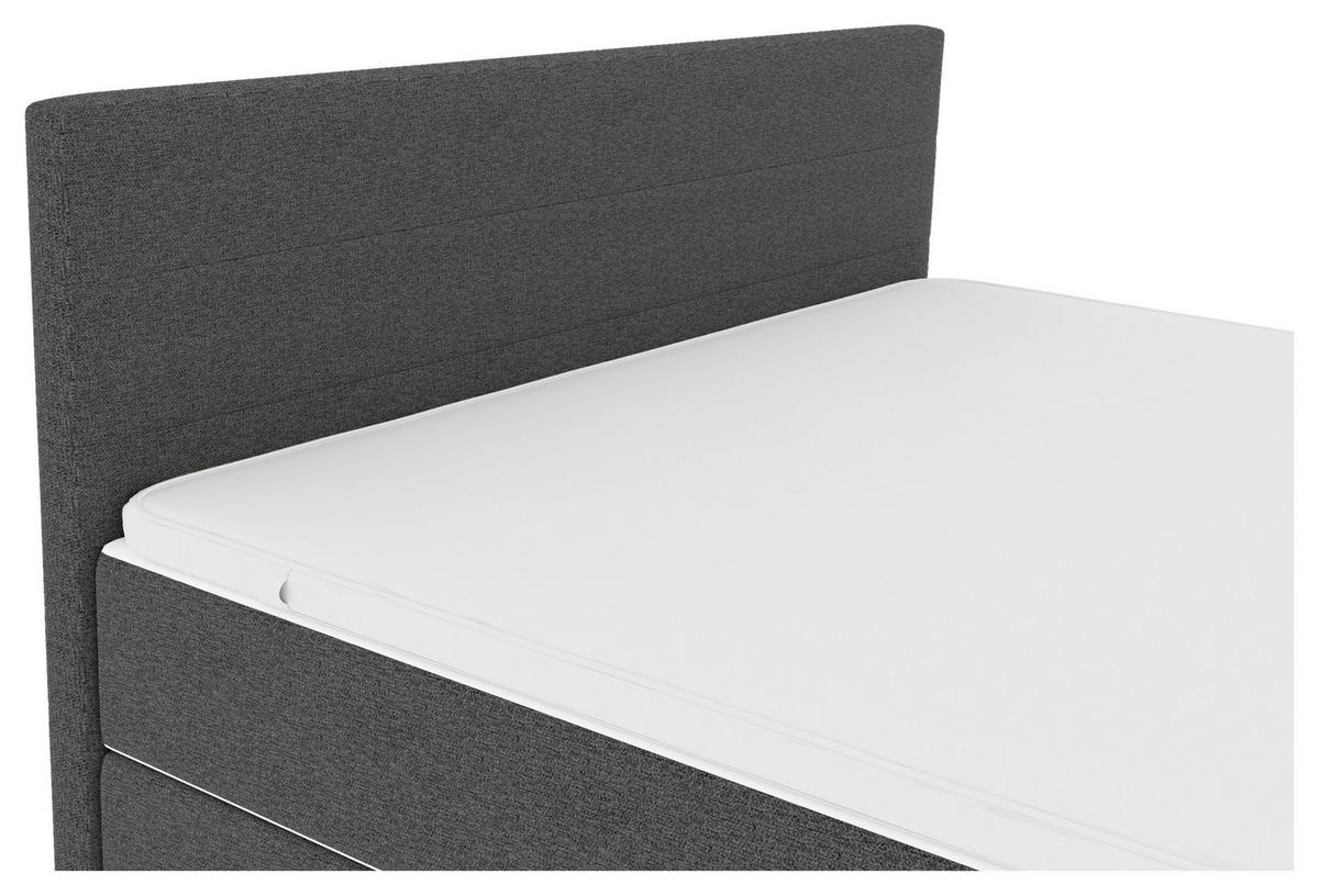 BOXSPRINGBETT 200/200 cm,  in Anthrazit, Topper, Matratzen, H3 = fest  - Chromfarben/Anthrazit, KONVENTIONELL, Kunststoff/Textil (200/200cm) - Boxxx