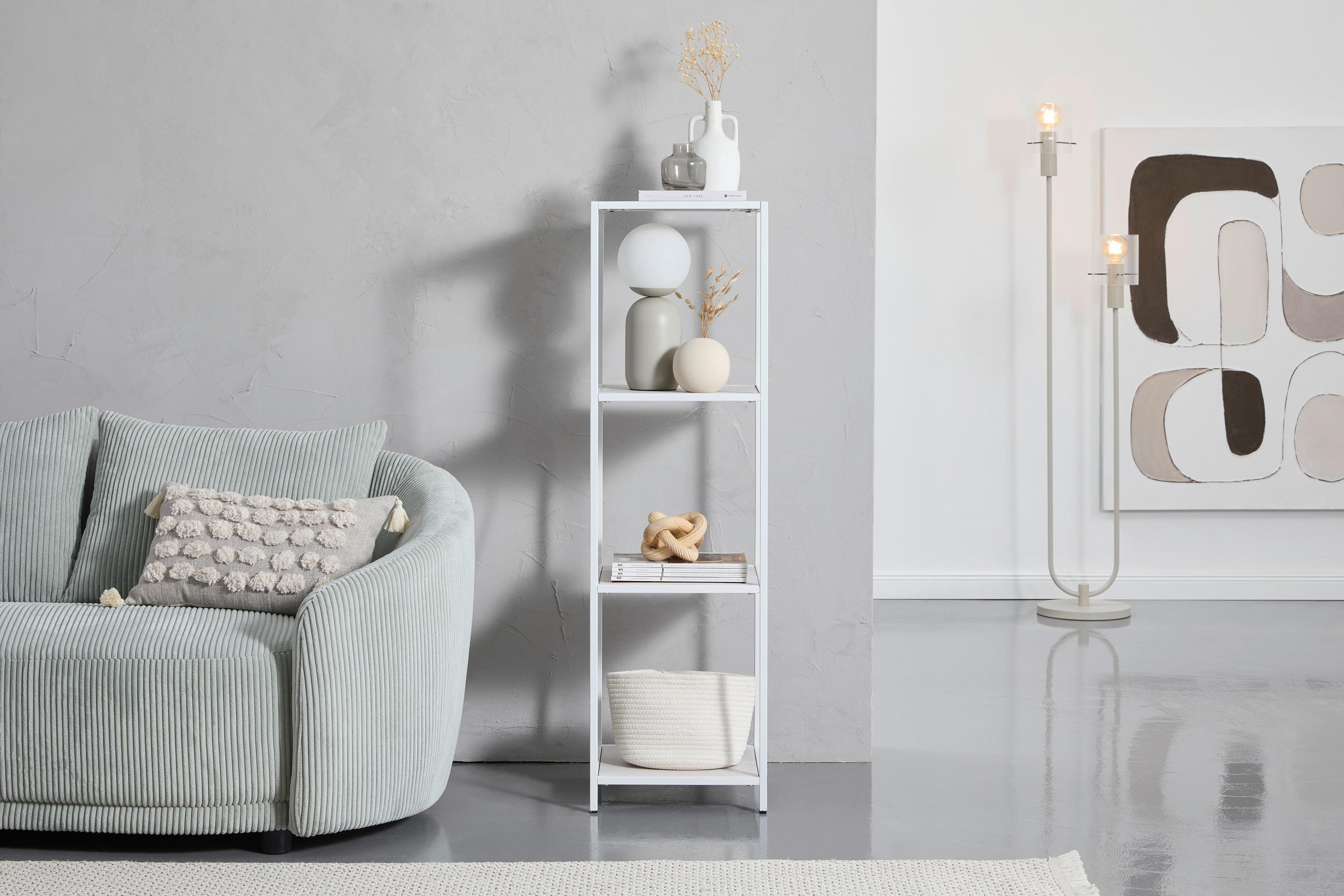 REGAL Mangoholz massiv Weiß  - Weiß, Trend, Holz/Metall (77/150/35cm) - Livetastic