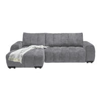ECKSOFA Flachgewebe Grau  - Schwarz Hochglanz/Grau, Modern, Textil/Metall (166/93/273cm) - MID.YOU