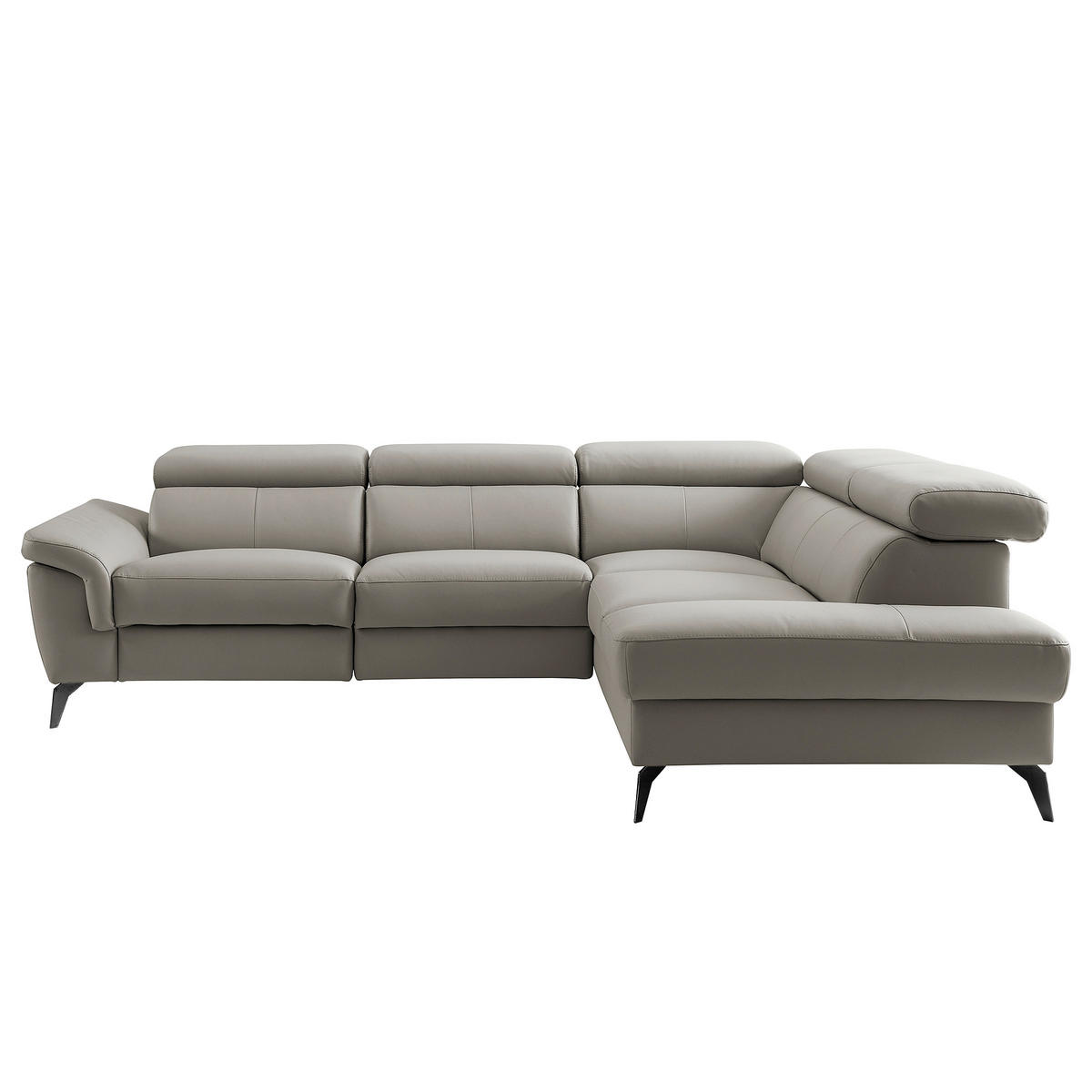 ECKSOFA SONO in Lederlook Echtleder Schlammfarben Armteilverstellung, Kopfteilverstellung  265/210 cm  - Schlammfarben/Schwarz, Design, Leder/Textil (265/210cm) - Livetastic