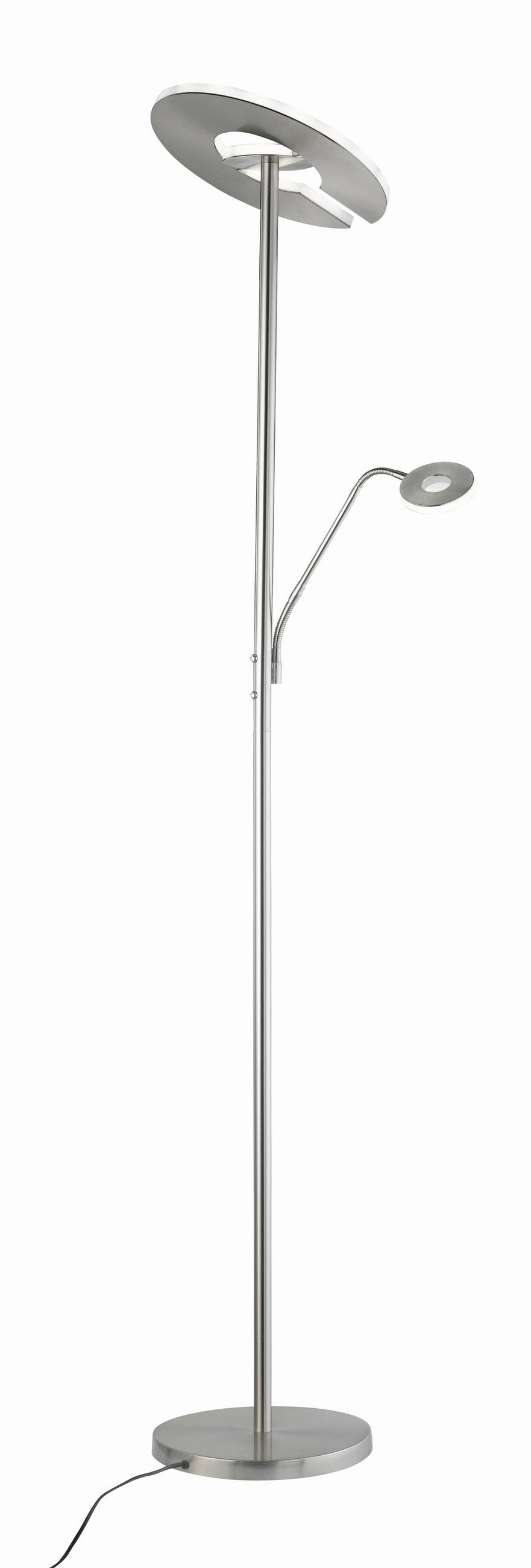 LED-STEHLEUCHTE 35/180 cm    - Weiß/Nickelfarben, Design, Metall (35/180cm) - Fischer & Honsel