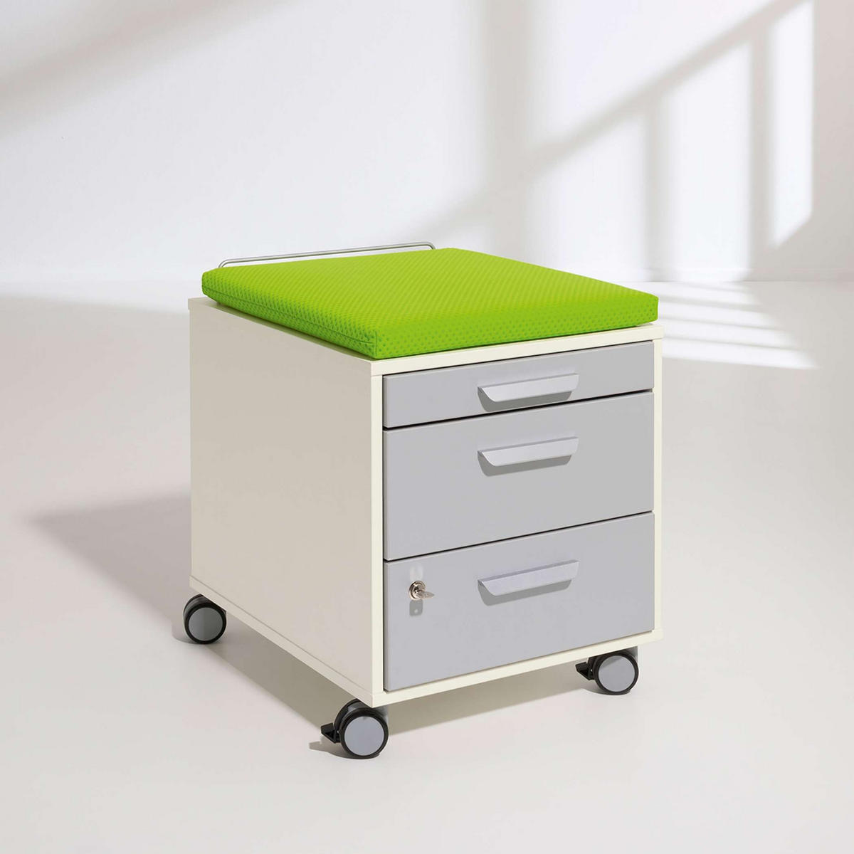 ROLLCONTAINER 44,4/49/54,2/54,7 cm  - Weiss/Silberfarben, Design, Holzwerkstoff/Kunststoff (44,4/49/54,2/54,7cm) - Paidi