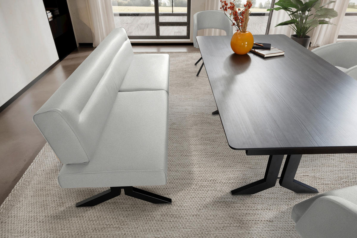 SITZBANK in Metall, Textil Beige  - Beige/Schwarz, Konventionell, Textil/Metall (220/87/70cm) - Moderano