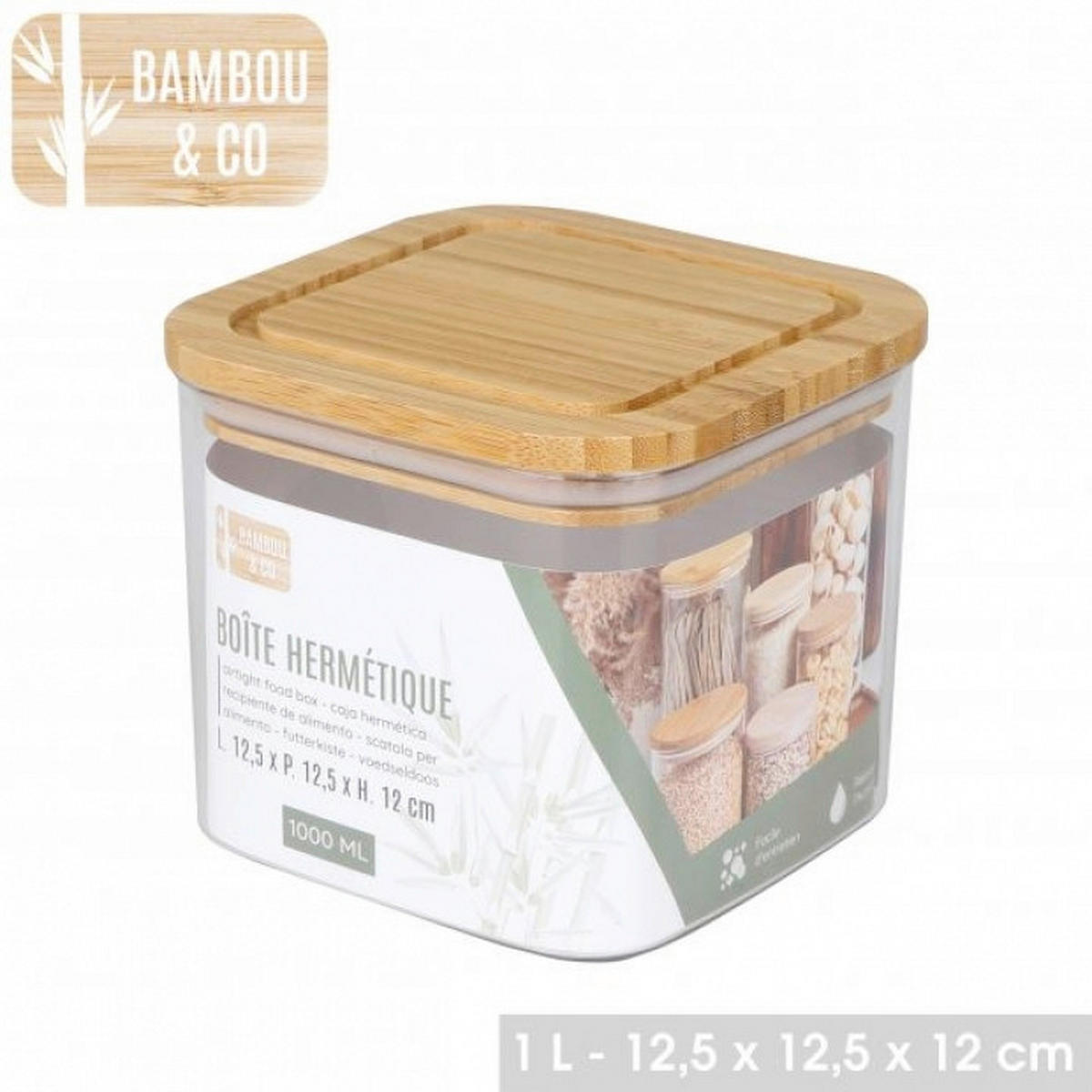 POSODA ZA SHRANJEVANJE  Fornord    12,5/12,5/12 cm         - prozorno, Basics, umetna masa/les (12,5/12,5/12cm)