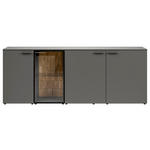 SIDEBOARD Eiche massiv Grau, Eichefarben Einlegeböden  - Schieferfarben/Eichefarben, Design, Glas/Holz (210/80/42cm) - Moderano