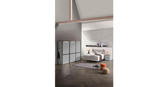 BOXSPRINGBETT 180/200 cm  in Hellgrau  - Hellgrau/Schwarz, KONVENTIONELL, Holz/Textil (180/200cm) - Voleo