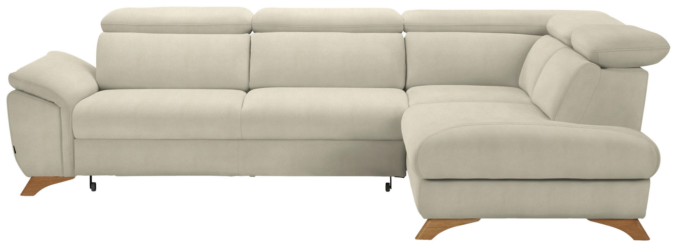 ECKSOFA in Flachgewebe Creme  - Eichefarben/Creme, Modern, Holz/Textil (287/212cm) - Valnatura