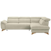 ECKSOFA in Flachgewebe Creme  - Eichefarben/Creme, Modern, Holz/Textil (287/212cm) - Valnatura