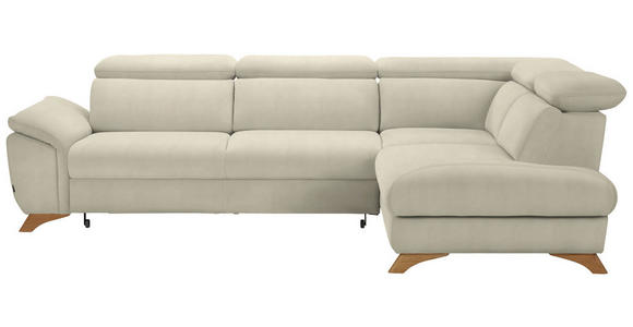 ECKSOFA in Flachgewebe Creme  - Eichefarben/Creme, MODERN, Holz/Textil (287/212cm) - Valnatura