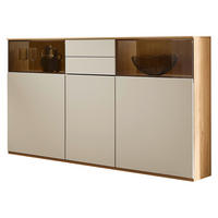 HIGHBOARD Eichefarben, Beige  165/116/40 cm  - Eichefarben/Beige, KONVENTIONELL, Glas/Holzwerkstoff (165/116/40cm) - Venda