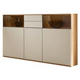 HIGHBOARD Eichefarben, Beige  165/116/40 cm  - Eichefarben/Beige, KONVENTIONELL, Glas/Holzwerkstoff (165/116/40cm) - Venda