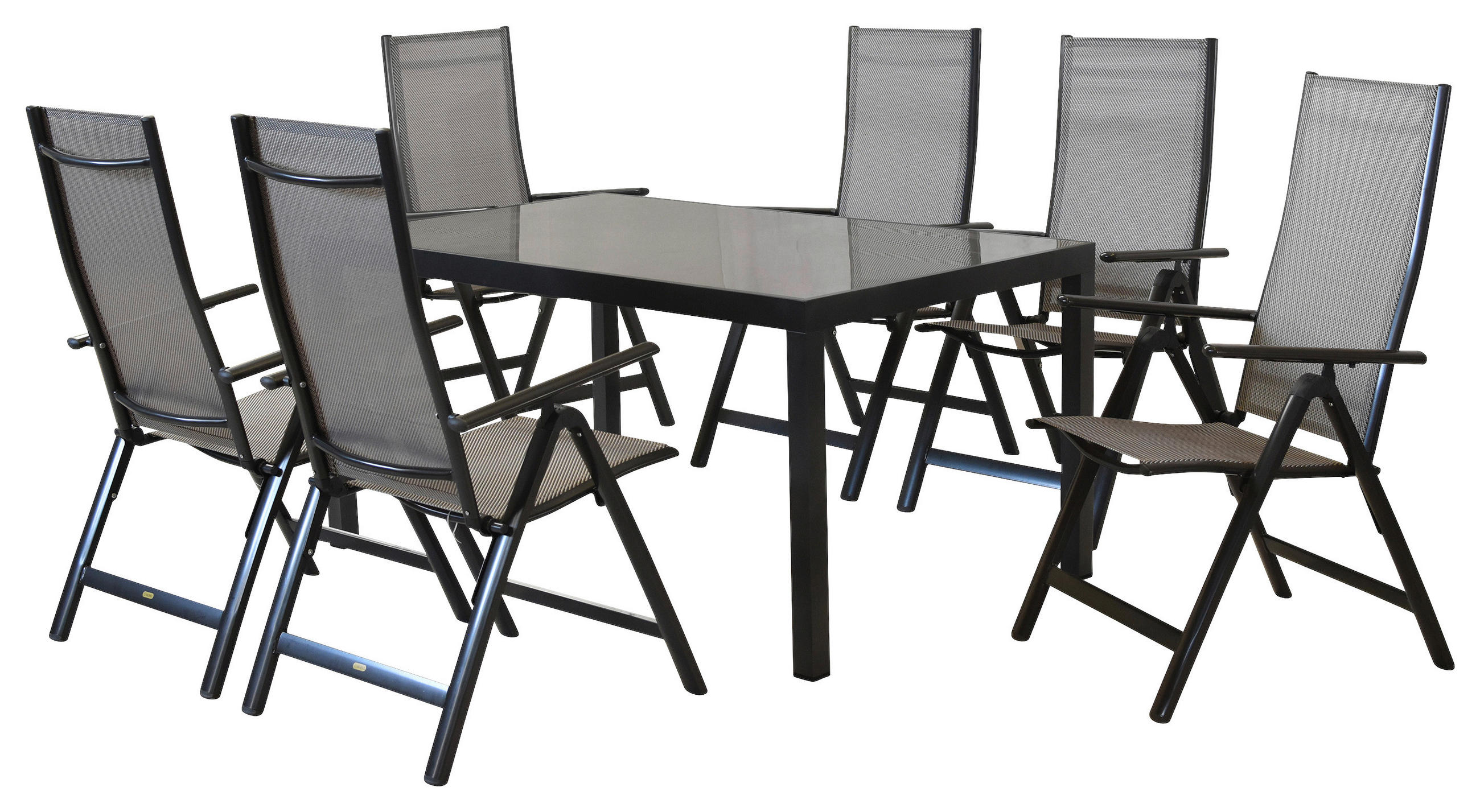 GARTENSET 7-teilig  - Graphitfarben/Braun, MODERN, Textil/Metall - Gardenson