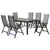 GARTENSET 7-teilig Aluminium 7-teilig  - Graphitfarben/Braun, MODERN, Textil/Metall - Gardenson