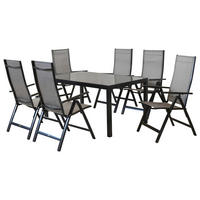 GARTENSET 7-teilig Aluminium 7-teilig  - Graphitfarben/Braun, MODERN, Textil/Metall - Gardenson