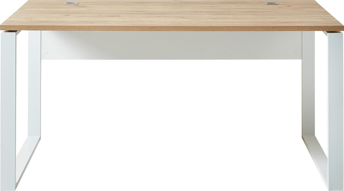 SCHREIBTISCH 158/79/75 cm  in Weiß, Eichefarben  - Eichefarben/Weiß, Design, Holzwerkstoff/Metall (158/79/75cm) - Germania