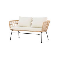 LOUNGESOFFA  - svart/naturfärgad, Modern, metall/trä (140/71/67cm) - Gardenson