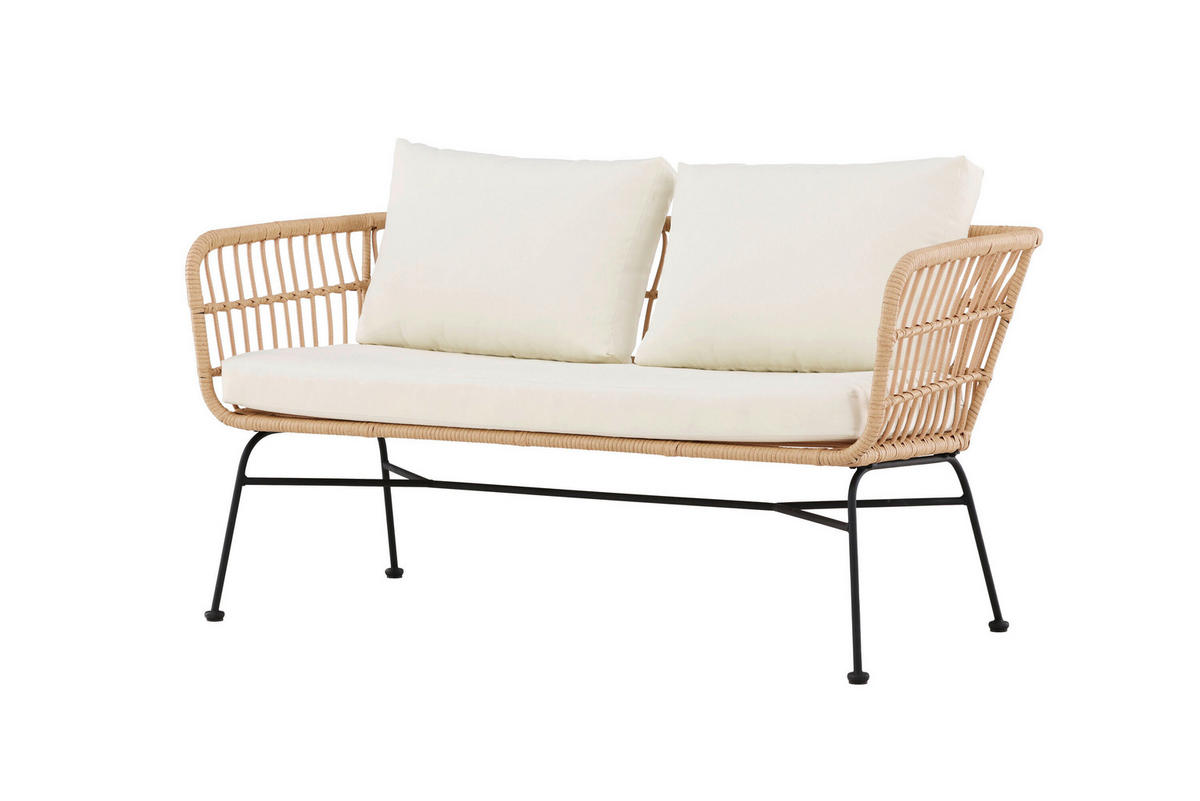 LOUNGESOFFA  - svart/naturfärgad, Modern, metall/trä (140/71/67cm) - Gardenson