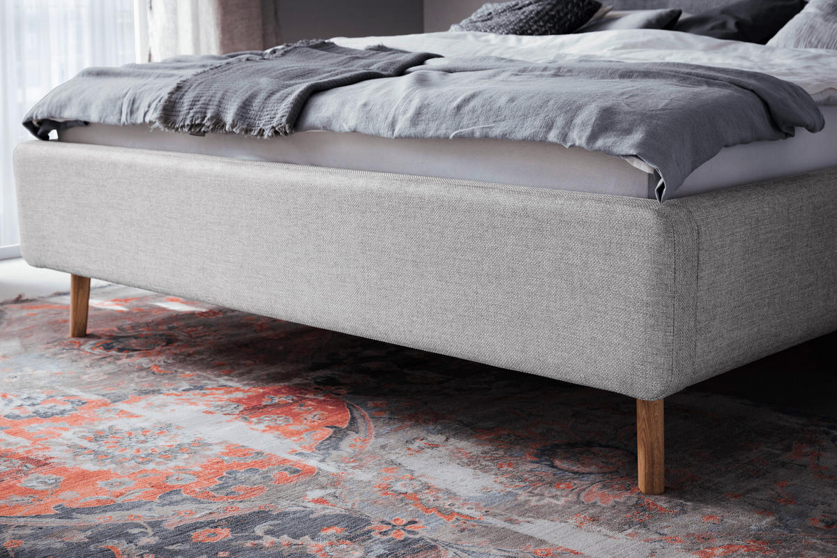 POLSTERBETT 180/200 cm  in Grau  - Eichefarben/Birkefarben, Konventionell, Holz/Textil (180/200cm) - Boxxx