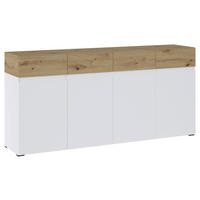 SIDEBOARD RIMINI  in 179,8/85,7/40 cm  - Weiß/Eiche Artisan, KONVENTIONELL, Holzwerkstoff/Kunststoff (179,8/85,7/40cm) - Livetastic