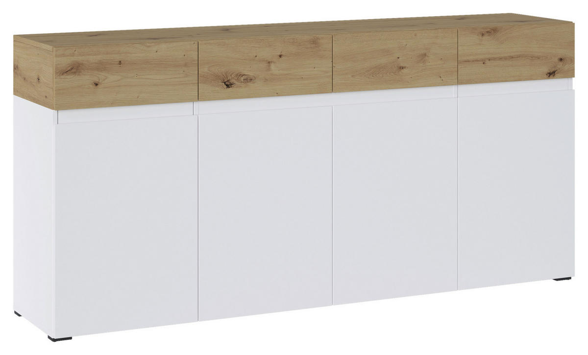 SIDEBOARD RIMINI  in 179,8/85,7/40 cm  - Weiß/Eiche Artisan, KONVENTIONELL, Holzwerkstoff/Kunststoff (179,8/85,7/40cm) - Livetastic