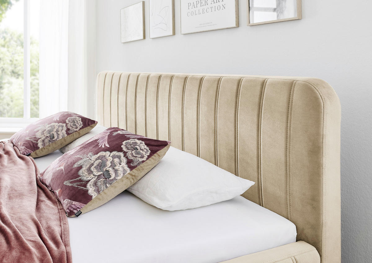 POLSTERBETT 180/200 cm,  in Beige,  - Eichefarben/Beige, MODERN, Holz/Textil (180/200cm) - Xora