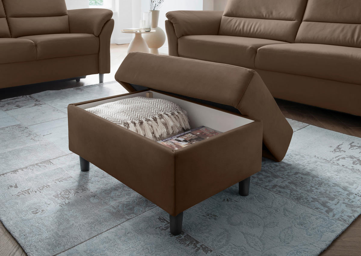 HOCKER in Textil Braun  - Schwarz/Braun, Modern, Holz/Textil (76/46/55cm) - Livetastic