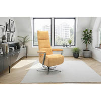 RELAXSESSEL TV VARIO COMFORT E L3 Chenille Kopfteilverstellung, Rücken echt    - Gelb/Silberfarben, Basics, Textil/Metall (70/128/85cm) - Sit & More