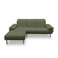 ECKSOFA Grün Mikrofaser  - Wildeiche/Schwarz, Design, Textil/Metall (242/170cm) - MID.YOU