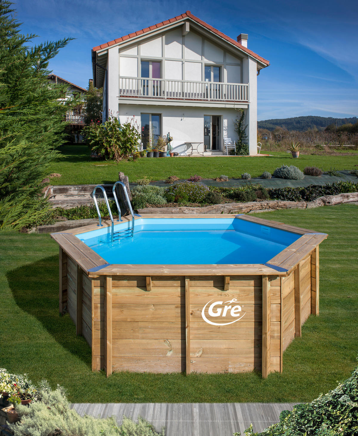 POOL-SET 800002 VAINILLE 2 400/119 cm  - Naturfarben/Kieferfarben, KONVENTIONELL (400/119cm) - Gre