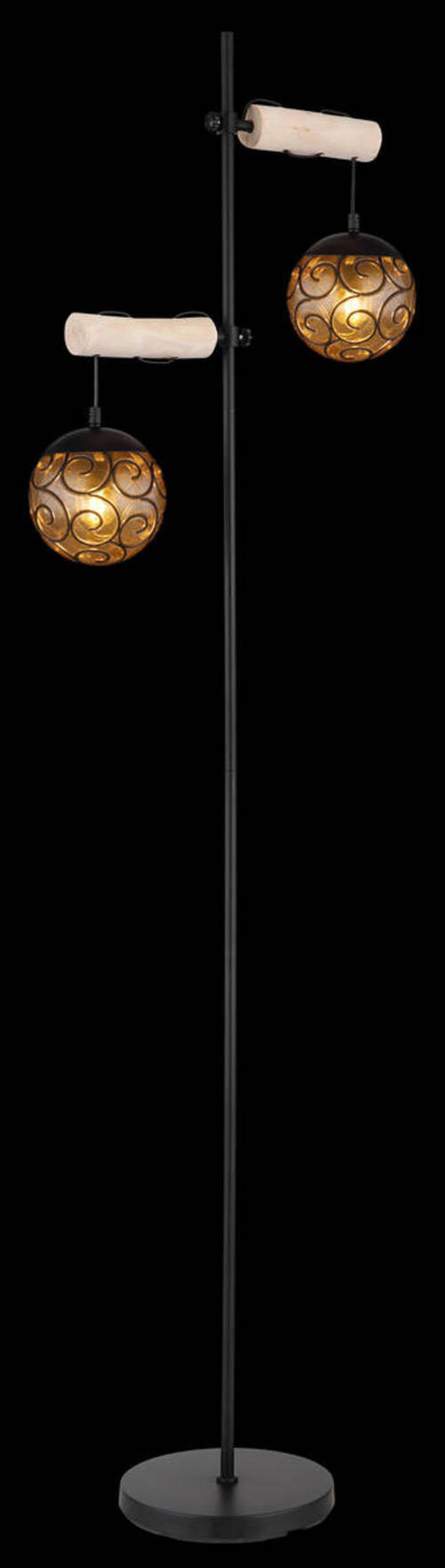 GOLVLAMPA Maxi 51/25/168 cm    - bärnstensfärgad/svart, Design, metall/trä (51/25/168cm) - Globo