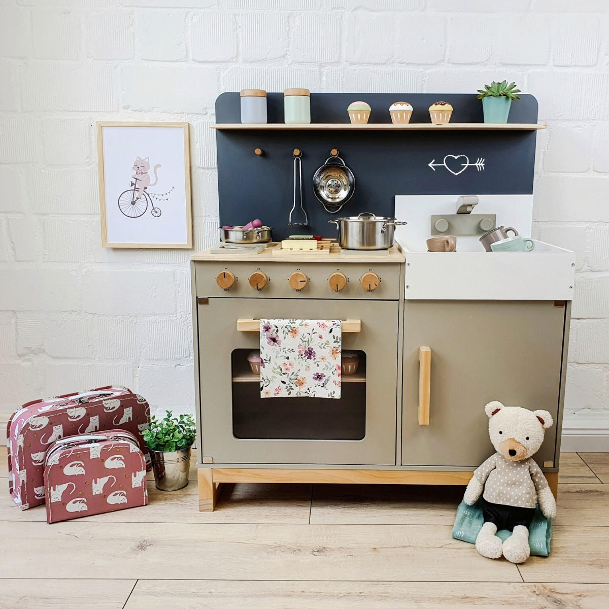 KINDERKÜCHE LINUM  - Naturfarben/Grau, Basics, Holz/Holzwerkstoff (76/36/90cm) - MUSTERKIND