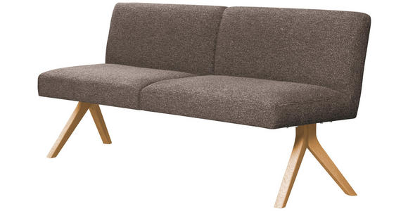 SITZBANK 160/85/69 cm Webstoff Braun Eiche vollmassiv  - Eichefarben/Braun, KONVENTIONELL, Holz/Textil (160/85/69cm) - Linea Natura