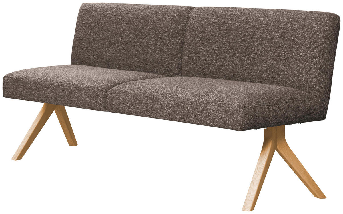 SITZBANK 160/85/69 cm Webstoff Braun Eiche vollmassiv  - Eichefarben/Braun, KONVENTIONELL, Holz/Textil (160/85/69cm) - Linea Natura