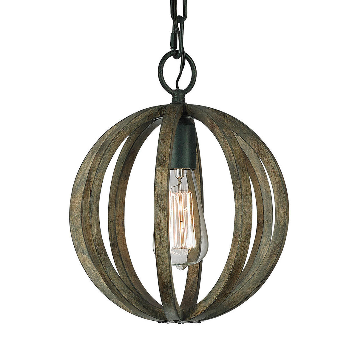 HÄNGLAMPA Elstead Allier 25.4/47 cm  - ekfärgad, Klassisk, metall/trä (25.4/47cm) - Elstead Lighting