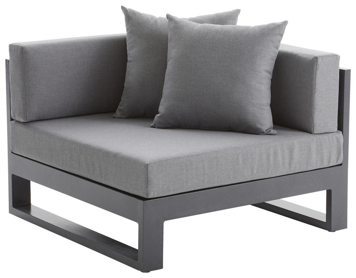 LOUNGEECKTEIL  - Anthrazit, Design, Textil/Metall (90/60/90cm) - Amatio