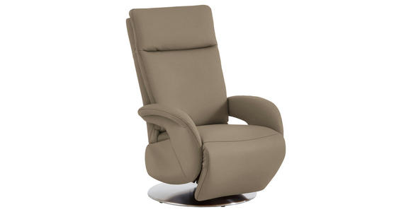 RELAXSESSEL in Leder Greige  - Edelstahlfarben/Greige, Design, Leder/Metall (70/108/80cm) - Cantus