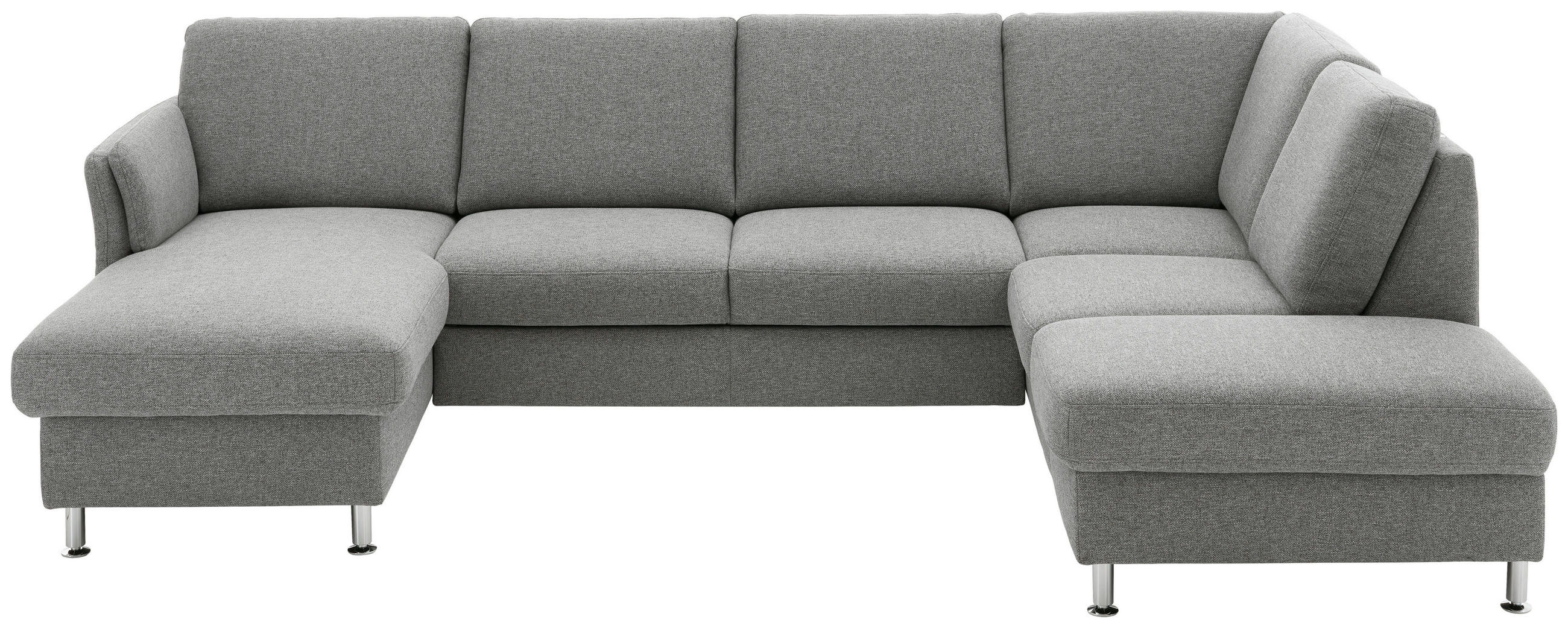 WOHNLANDSCHAFT in Flachgewebe Grau  - Chromfarben/Grau, KONVENTIONELL, Textil/Metall (168/305/200cm) - Voleo