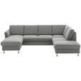 WOHNLANDSCHAFT in Flachgewebe Grau - Chromfarben/Grau, KONVENTIONELL, Textil/Metall (168/305/200cm) - Voleo
