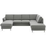 WOHNLANDSCHAFT in Flachgewebe Grau  - Chromfarben/Grau, KONVENTIONELL, Textil/Metall (168/305/200cm) - Voleo