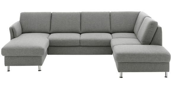 WOHNLANDSCHAFT in Flachgewebe Grau - Chromfarben/Grau, KONVENTIONELL, Textil/Metall (168/305/200cm) - Voleo