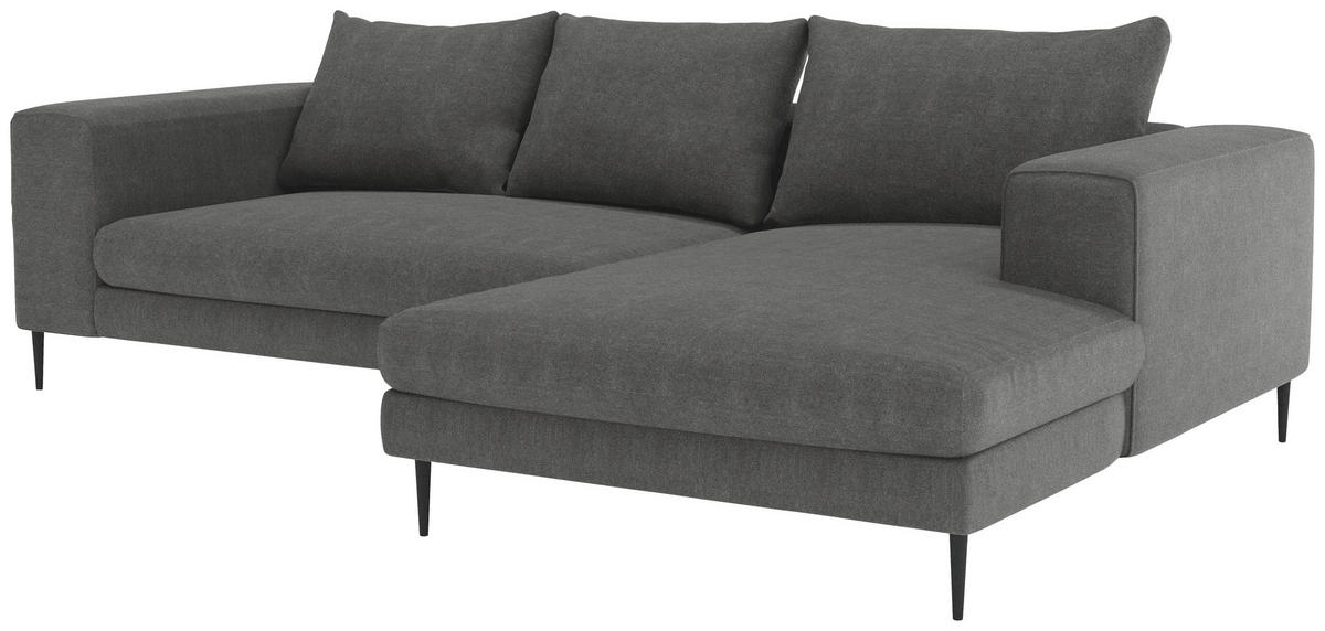ECKSOFA AURORA Dunkelgrau Struktur  - Dunkelgrau/Schwarz, MODERN, Textil/Metall (275/170cm) - Trendmanufaktur
