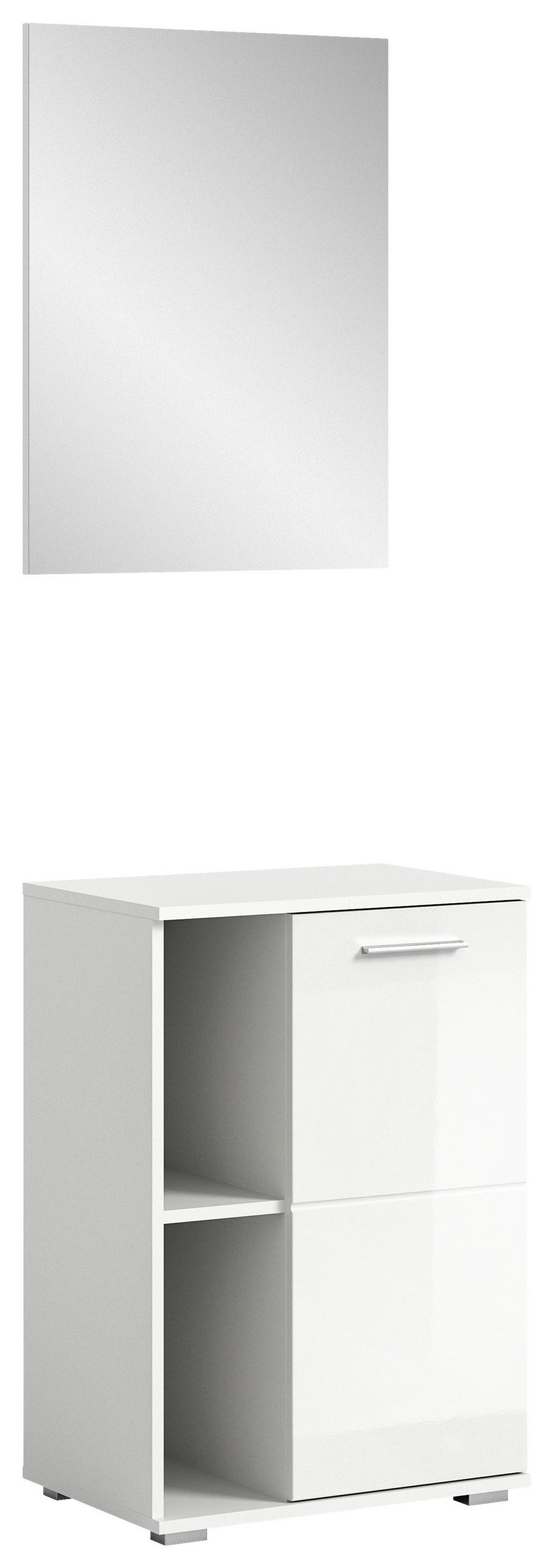 GARDEROBE 2-teilig  in 55/191/37 cm  - Weiß Hochglanz, Design, Glas/Holzwerkstoff (55/191/37cm) - Xora