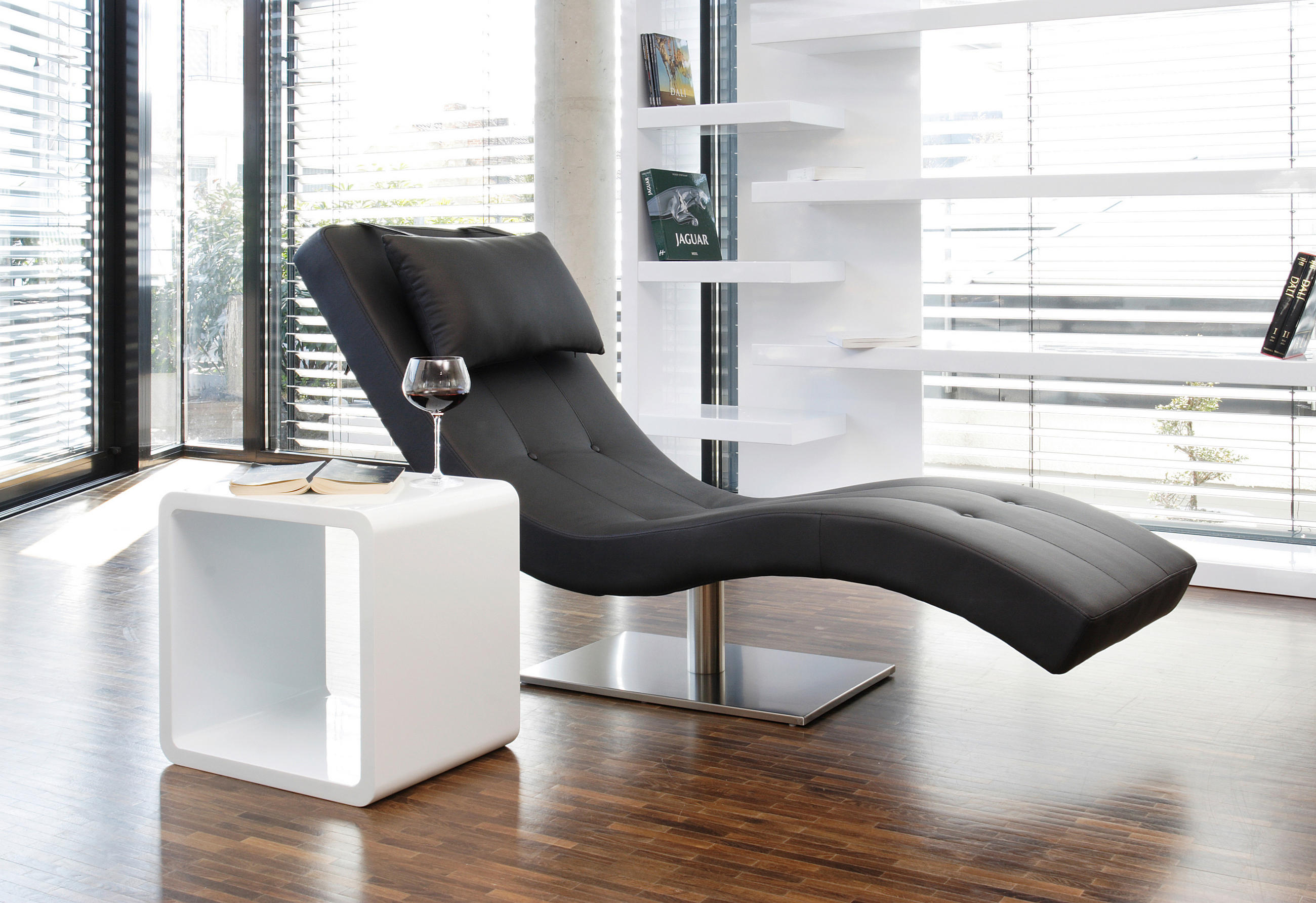 RELAXLIEGE Lederlook Schwarz  - Silberfarben/Schwarz, MODERN, Textil/Metall (60/82/170cm) - Livetastic