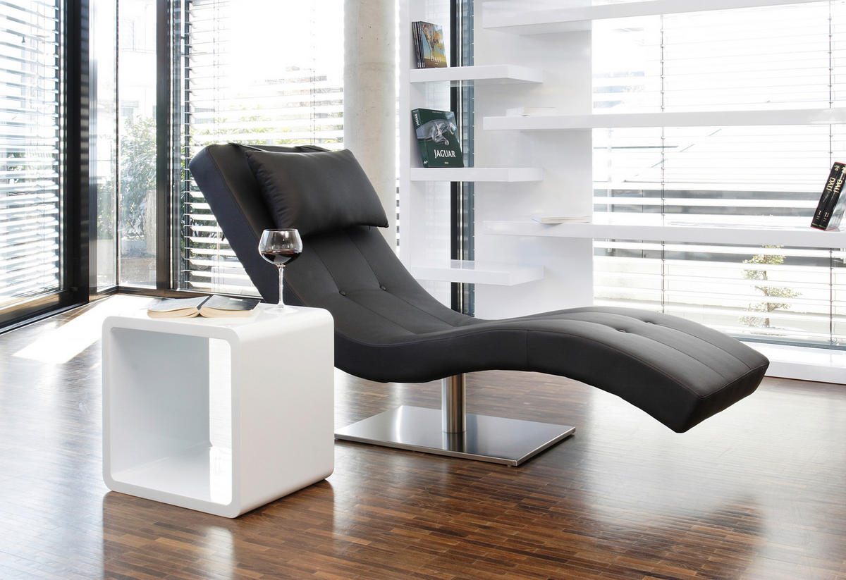 RELAXLIEGE Lederlook Schwarz  - Silberfarben/Schwarz, MODERN, Textil/Metall (60/82/170cm) - Livetastic