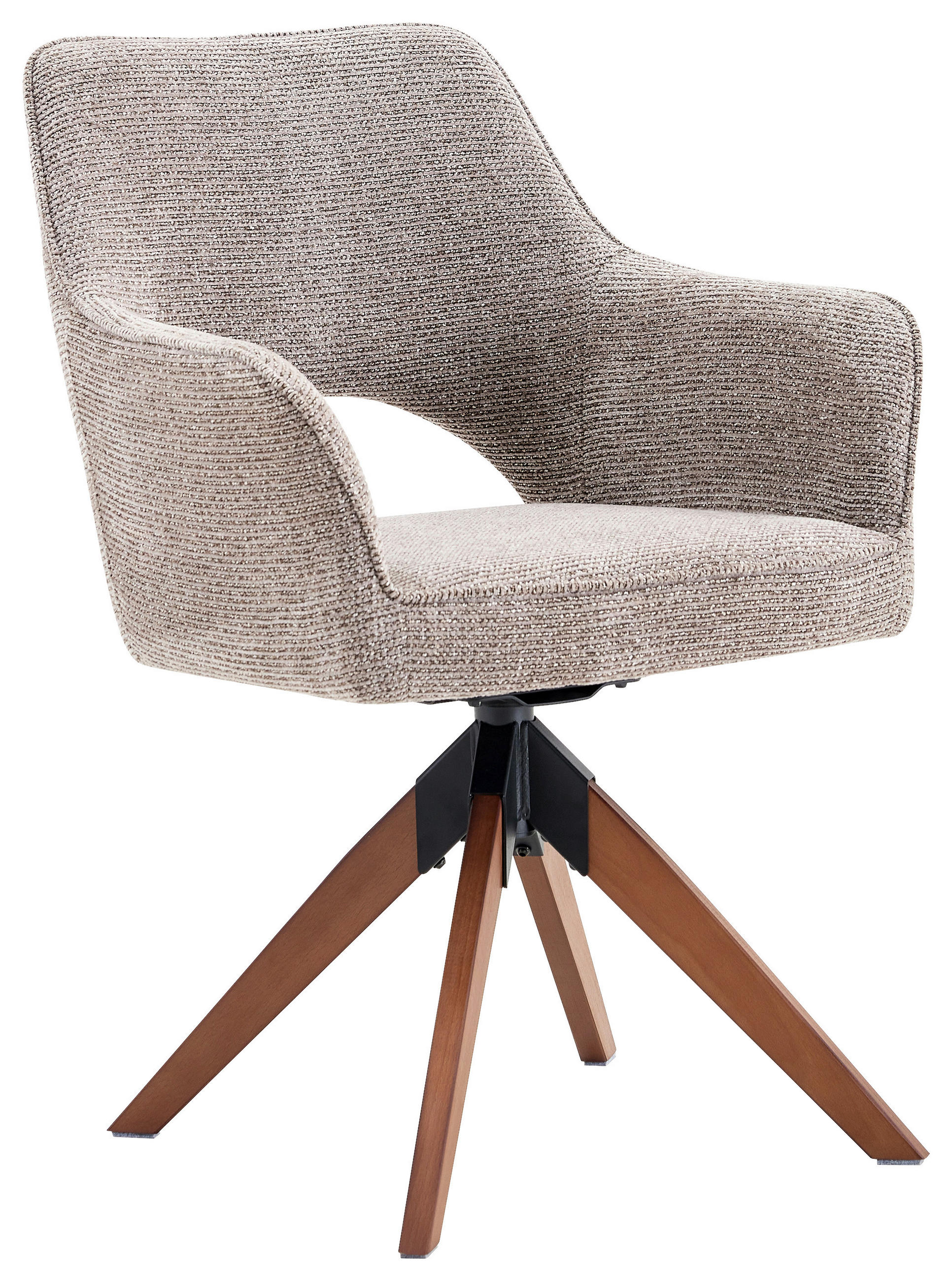 STOLICA S NASLONOM ZA RUKE  taupe, boje oraha  drvo, metal, tekstil      - boje oraha/taupe, Moderno, drvo/metal (60/89/65,5cm) - Livetastic