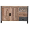 SIDEBOARD Mangoholz massiv Braun, Naturfarben, Schwarz Einlegeboden, Rückwand, Füße  - Schwarz/Braun, Design, Holz/Holzwerkstoff (130/80/43cm) - Landscape